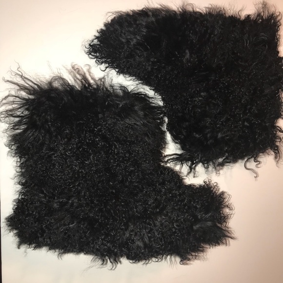 UGG Shoes - Uggs- Fluff Mongolian Fur Black Ugg Boots size 10